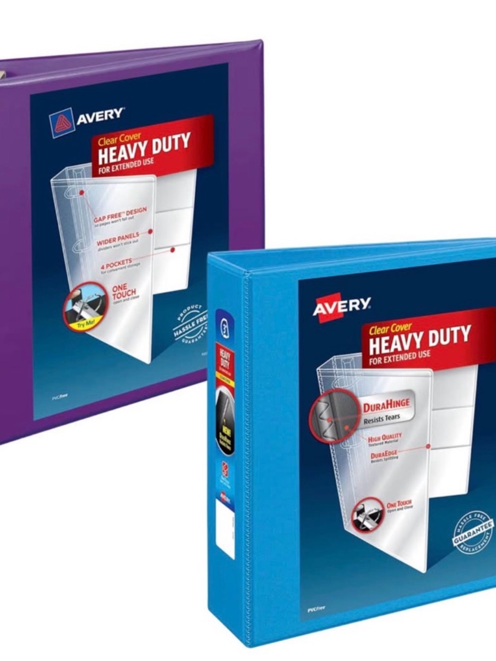 3 Ring Binder, Avery Durable View 3" Blue and Purple, back to school , 2 pack